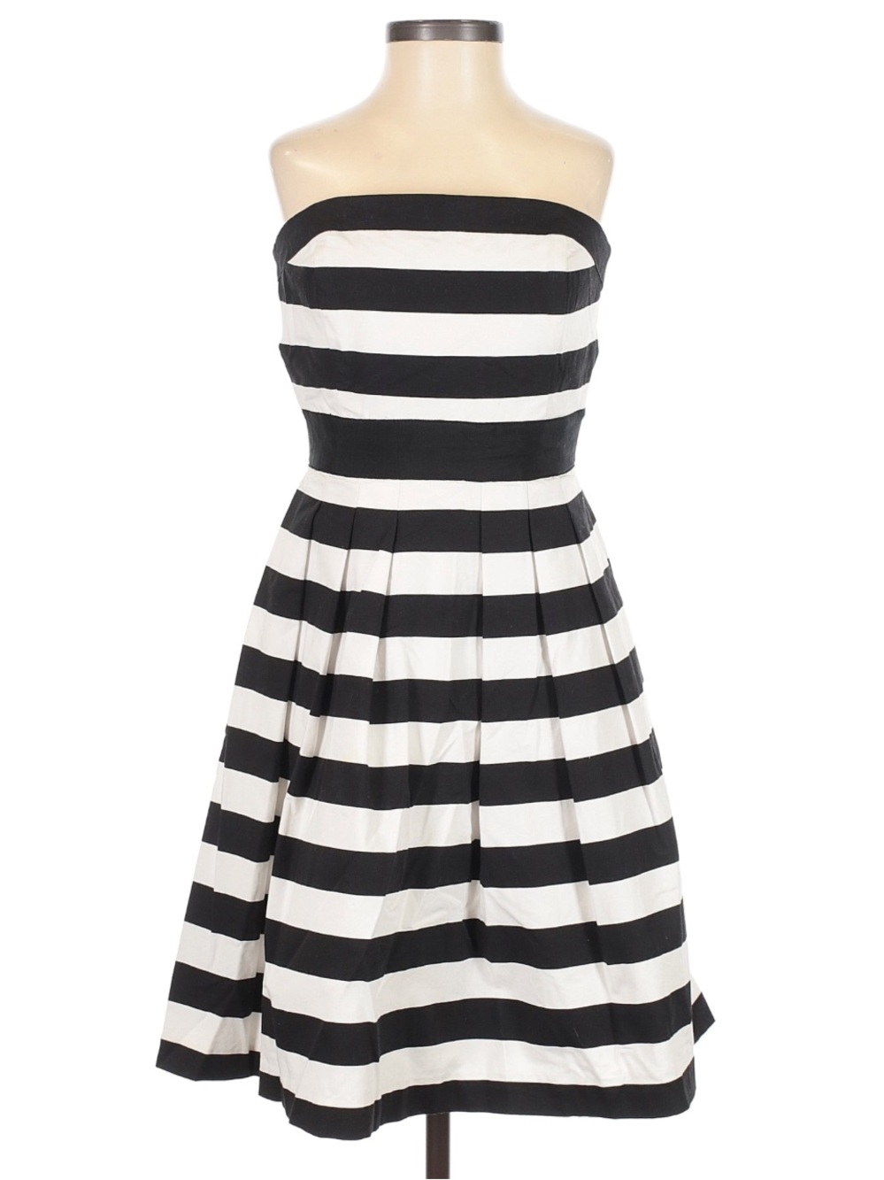 White House Black Market Strapless Black and White Striped Dress